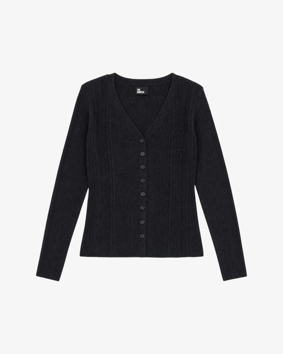 BLACK WOOL BLEND TOP - 1