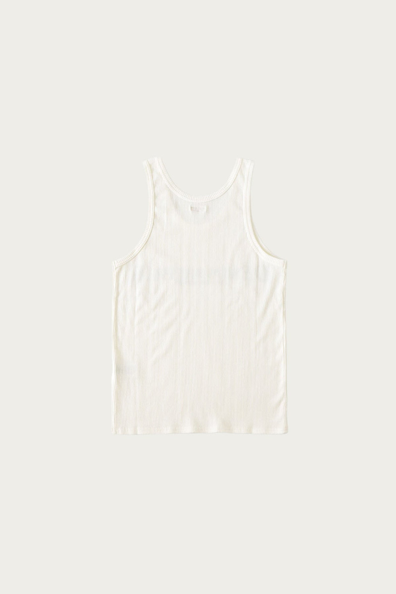 Kapital 60/2 Stretch Jersey Tank Top (DENIM REPAIR) - White outlook