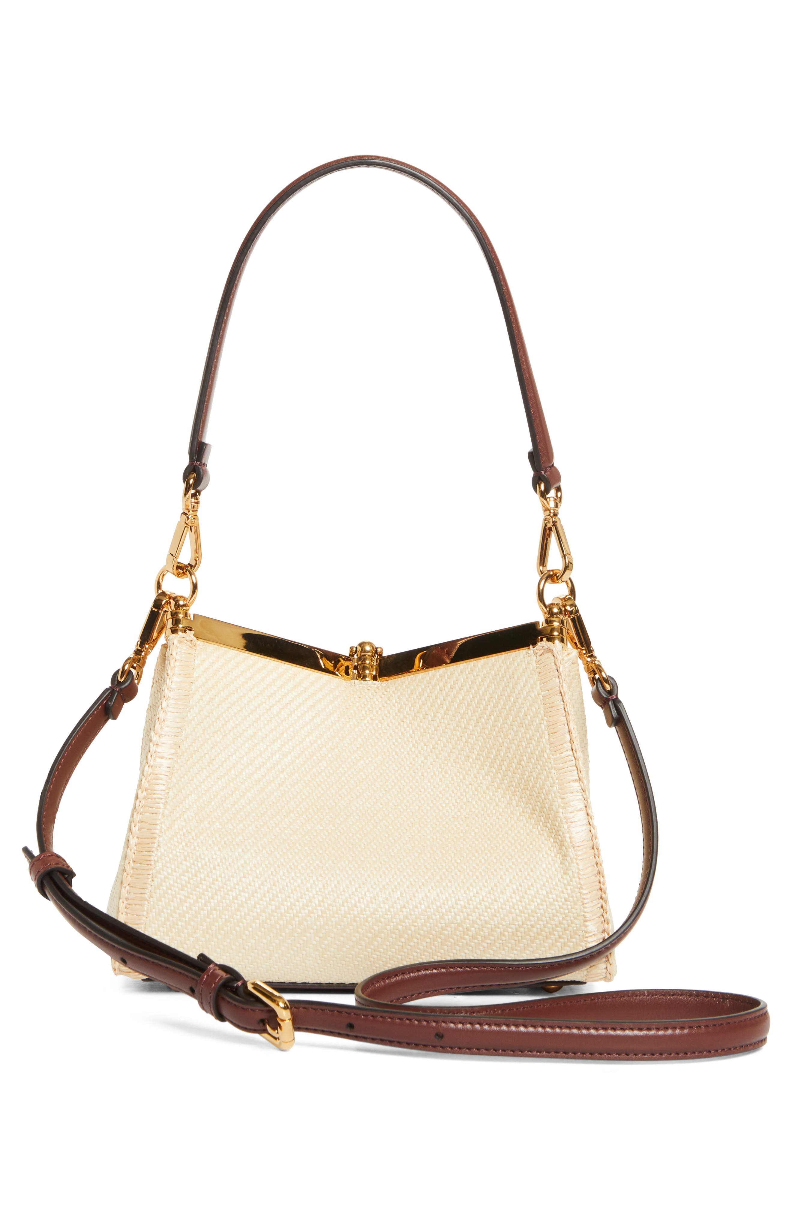 Etro Small Vela Floral Embroidered Raffia Shoulder Bag in M0121 Beige at Nordstrom - 4