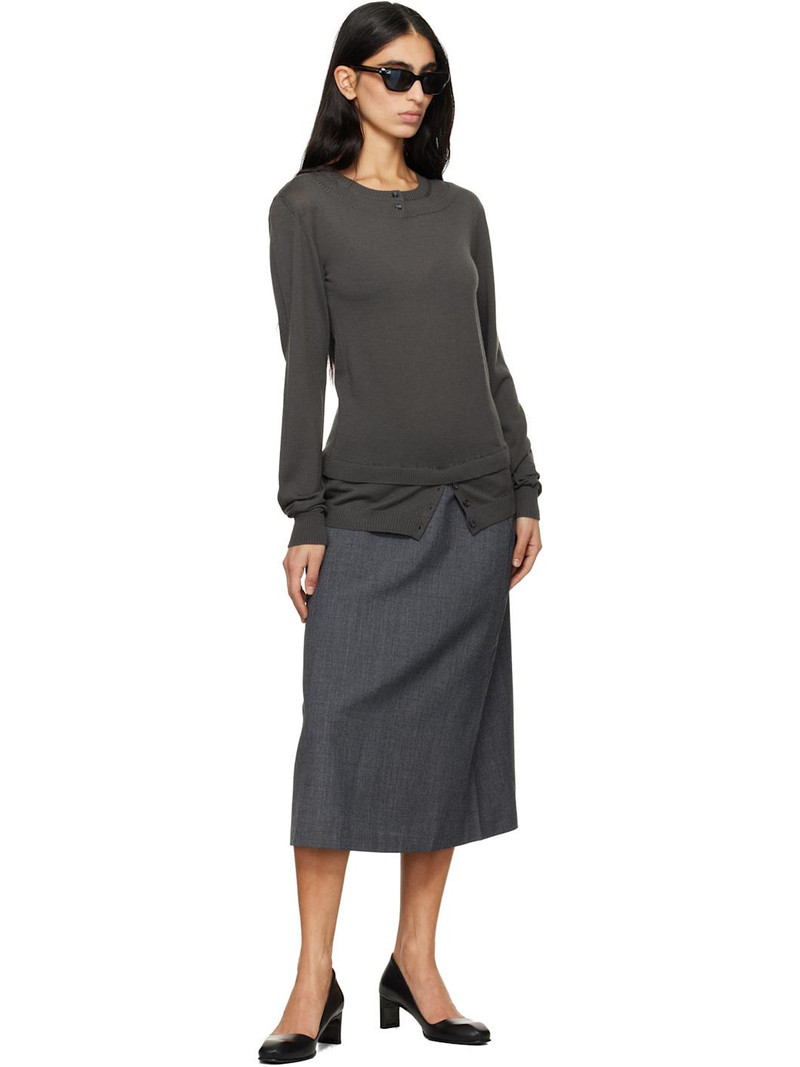 Tonywack Gray Wool Midi Skirt outlook