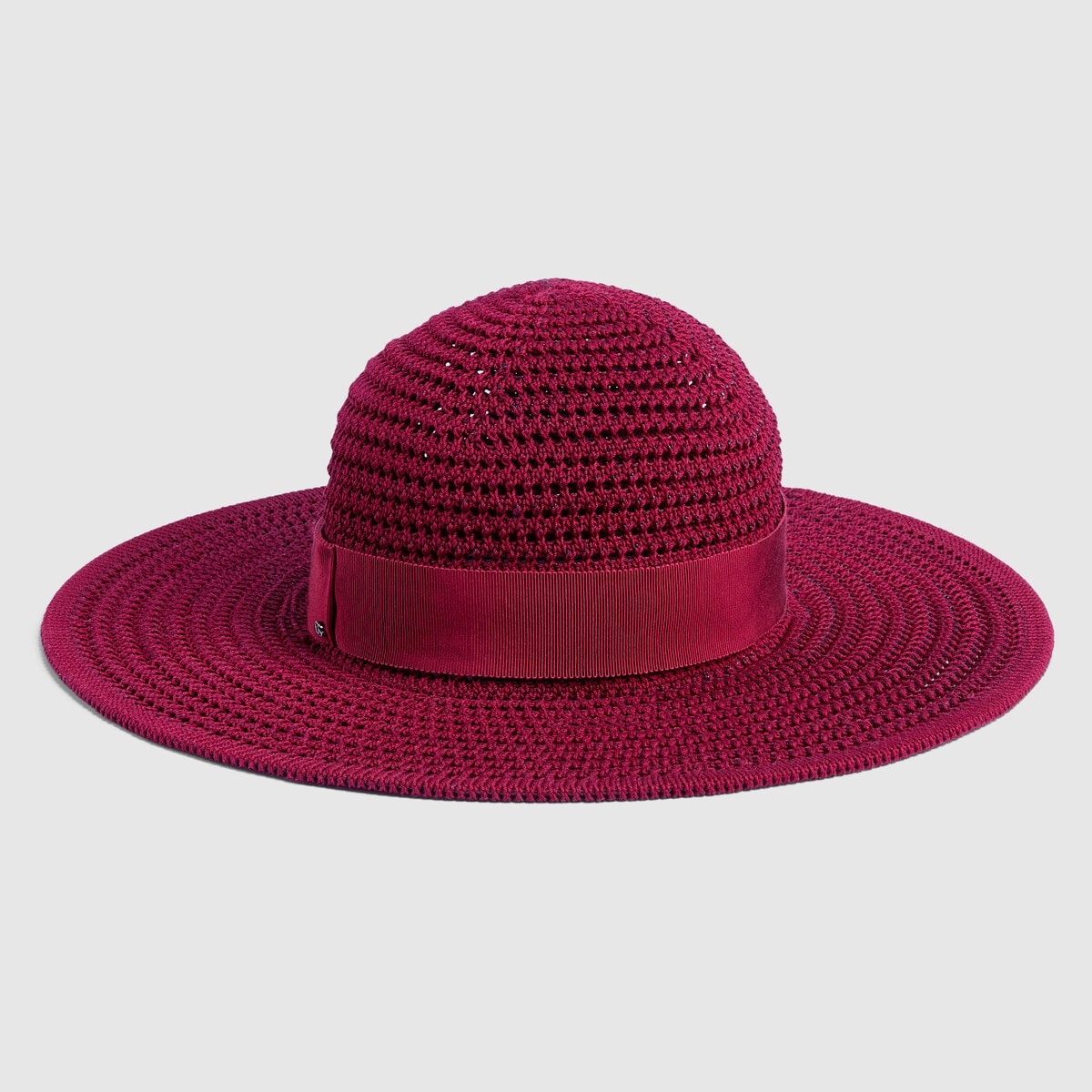 Crochet cotton wide-brimmed hat - 1