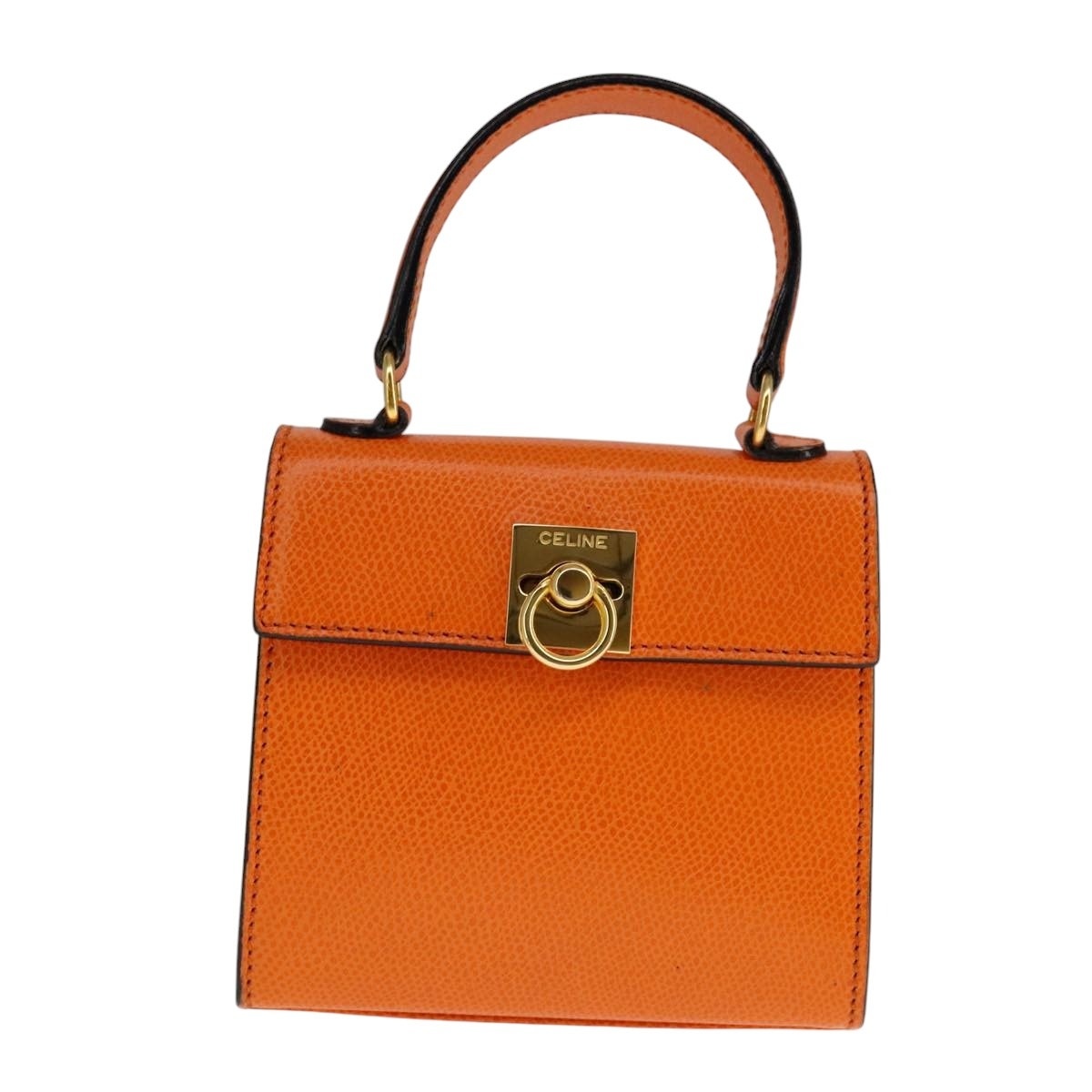 CELINE Hand Bag Leather Orange Gold - 2