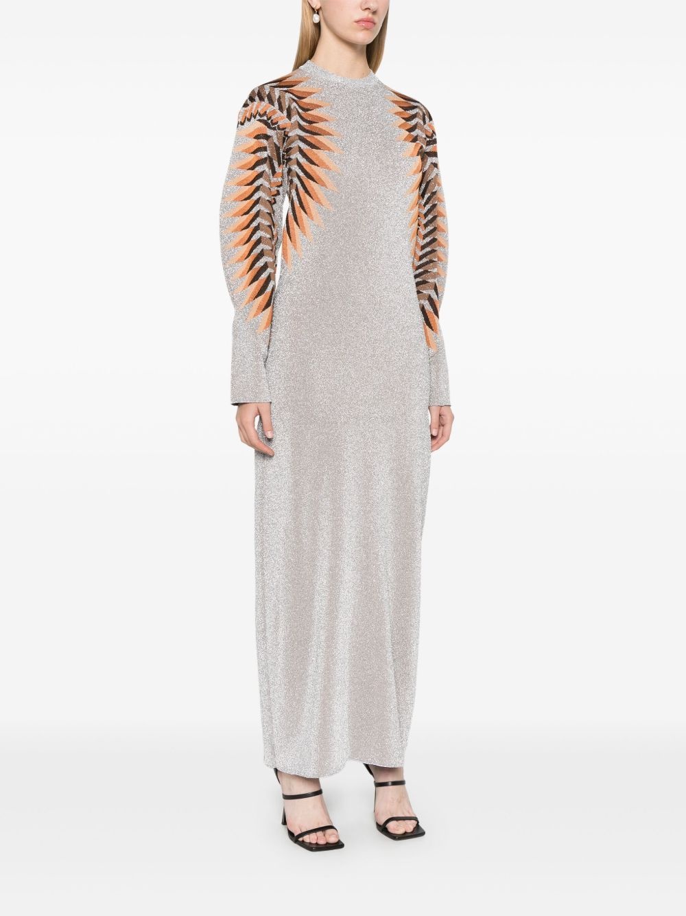 lurex jacquard maxi dress - 3