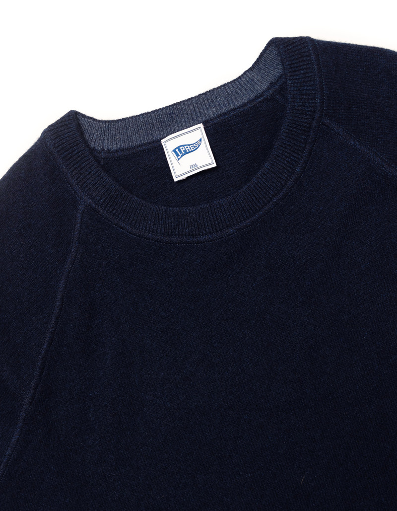 J. PRESS DARK BLUE CASHMERE CREWNECK SWEATER - TRIM FIT outlook