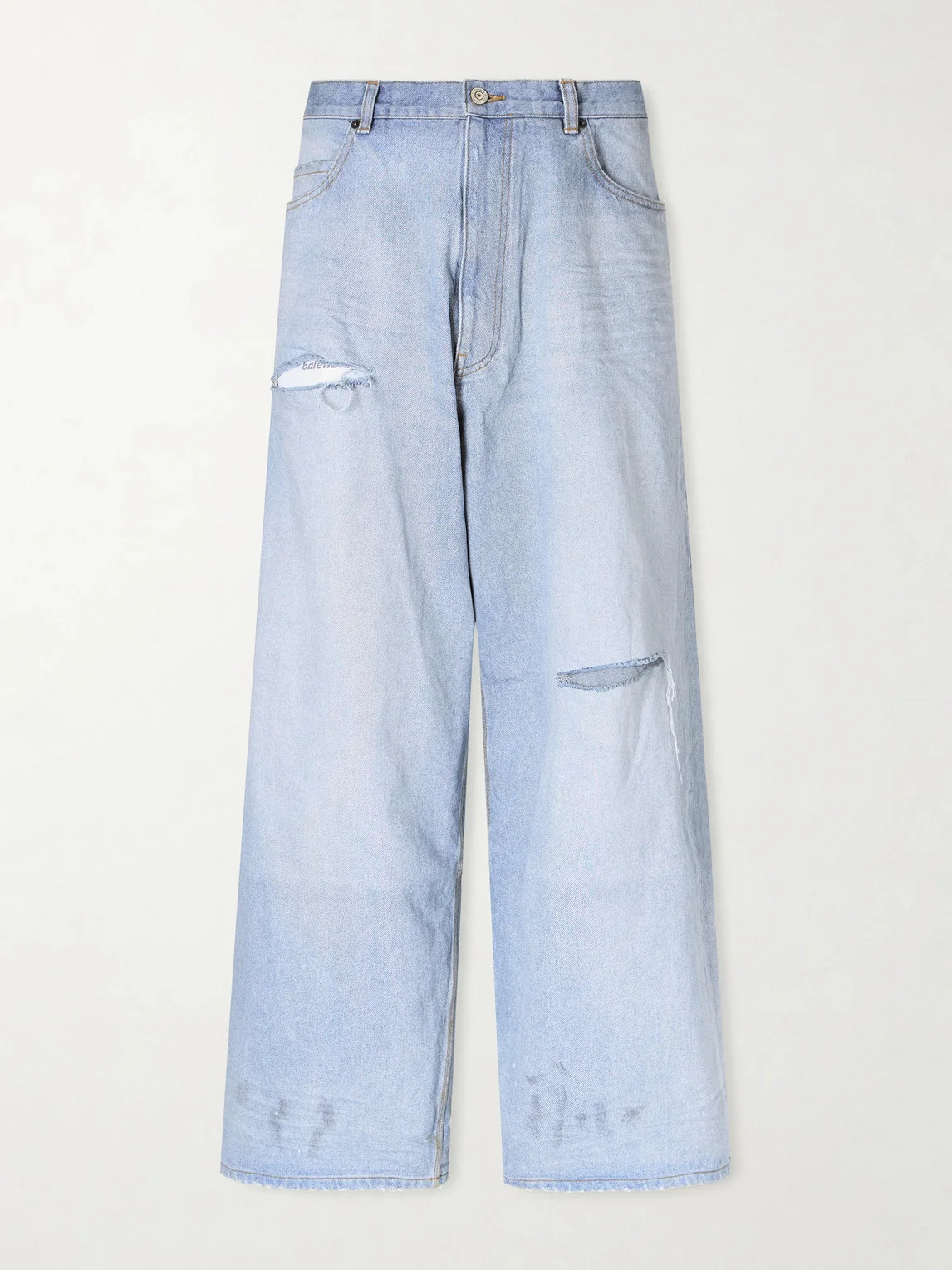 Wide-Leg Distressed Jeans - 1