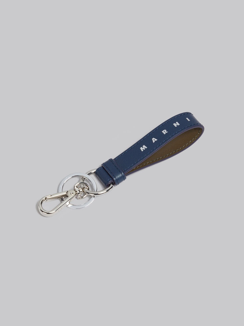 Marni DEEP BLUE AND GREEN SAFFIANO LEATHER KEYRING outlook