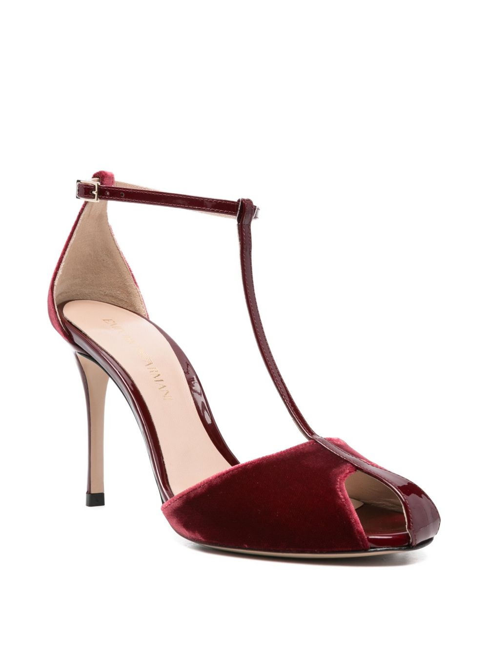 95mm velvet T-bar heeled pumps - 2