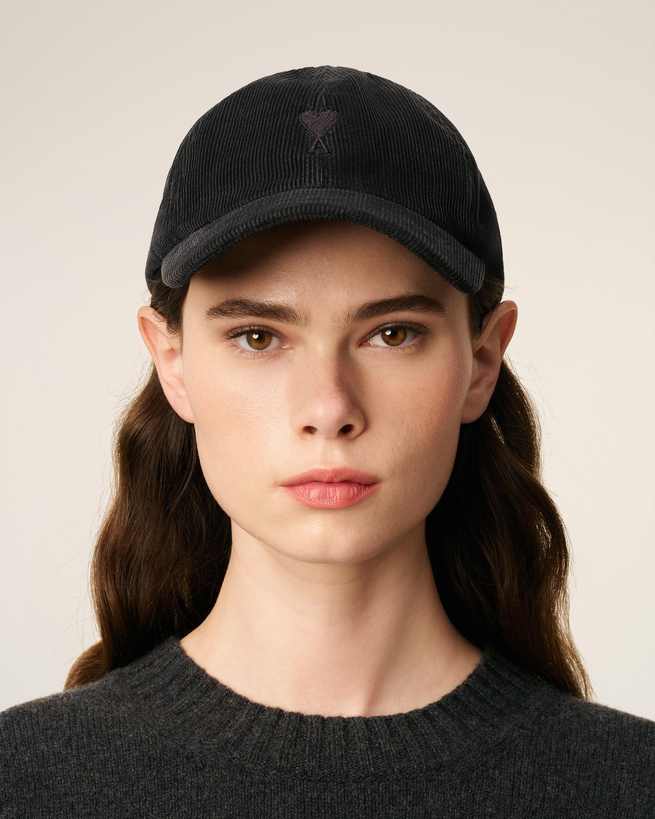 BLACK COTTON AMI DE COEUR CORDUROY CAP - 2