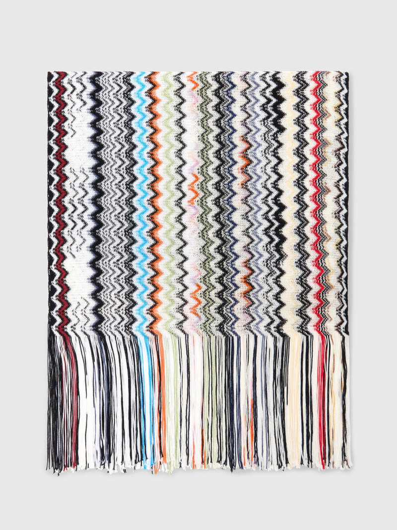 Zigzag viscose scarf with fringes 1