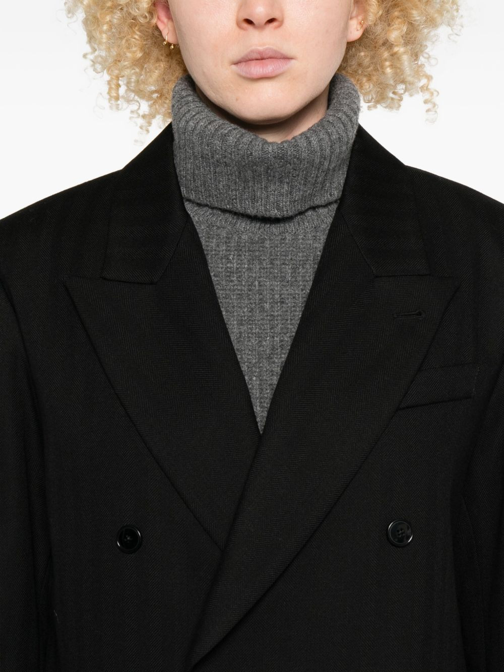 double-breasted pinstripe coat - 5