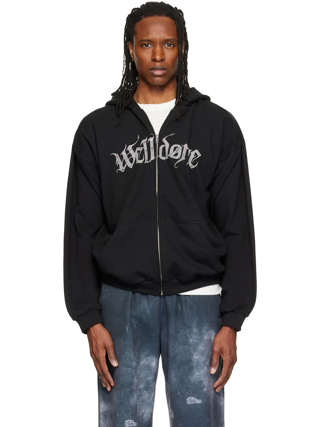 Black Devil Arms Up Zip-Up Hoodie - 1