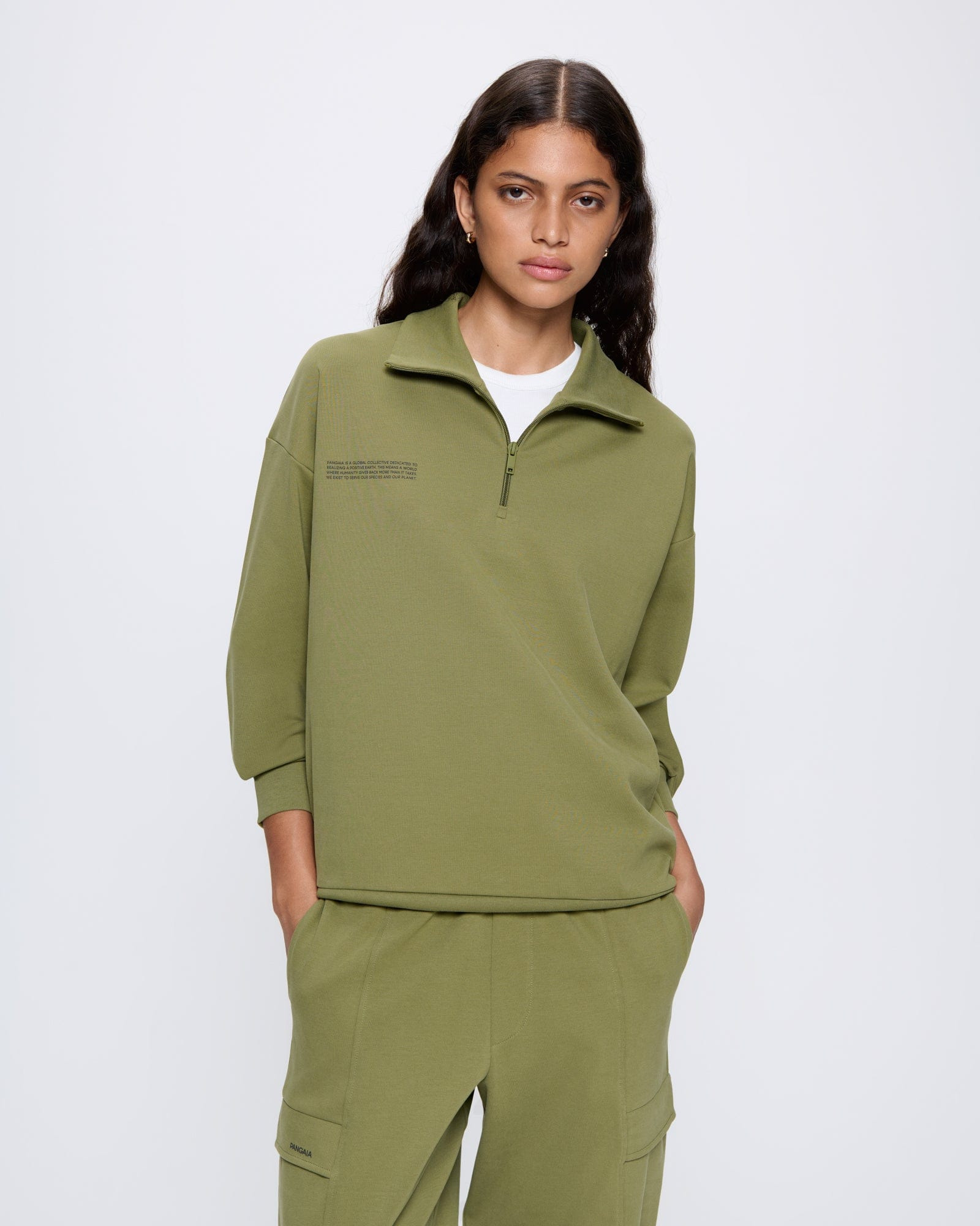 Womens DNA Double Jersey Half Zip Sweatshirt - Highland Green - 2