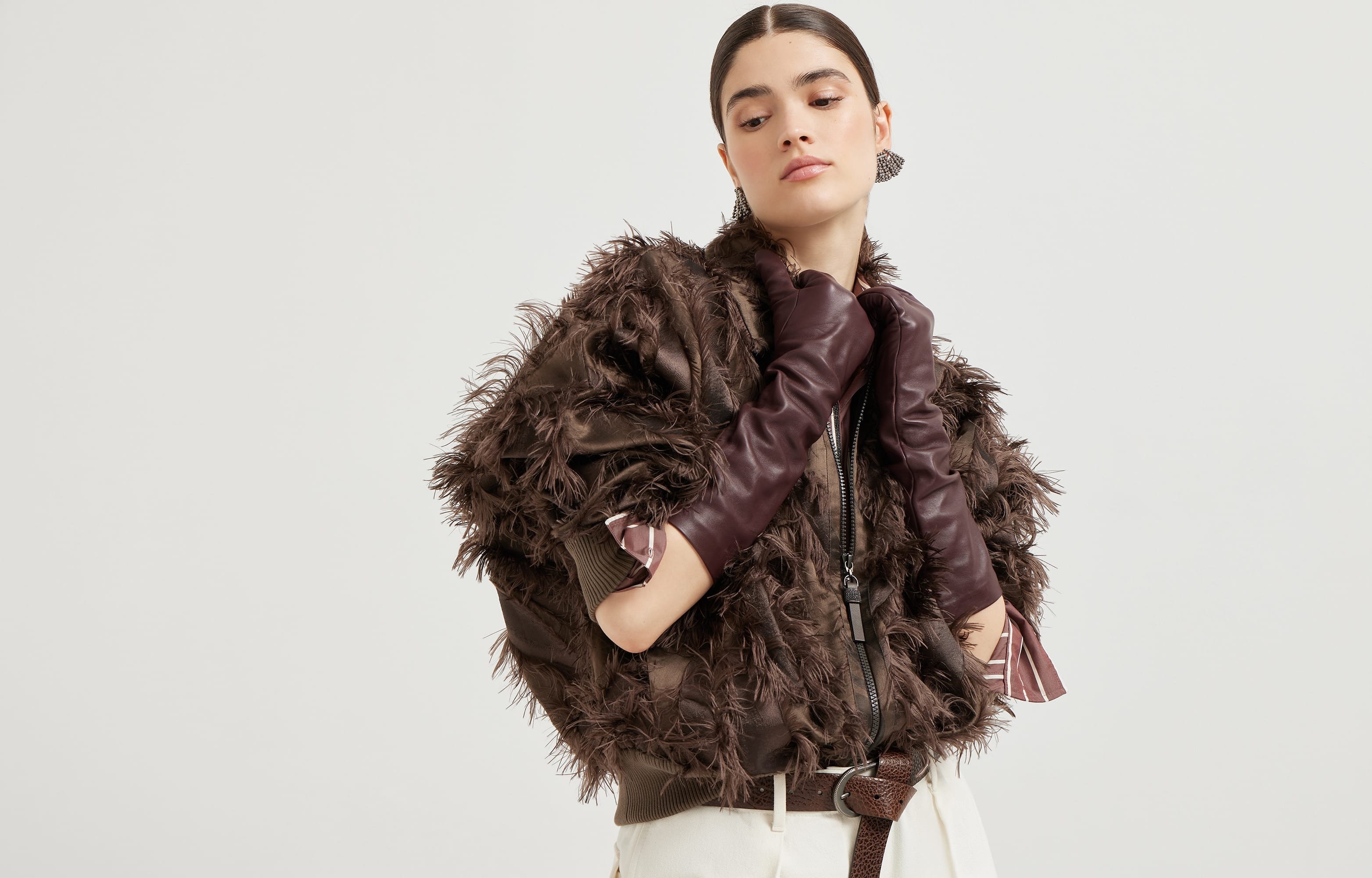 Dracaena fil coupé bomber jacket in techno cotton and silk with shiny zipper pull - 6