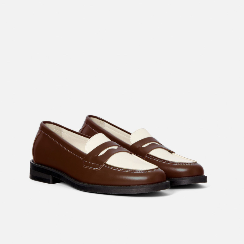 Wilde Chestnut + White Penny Loafer - Women's - 1