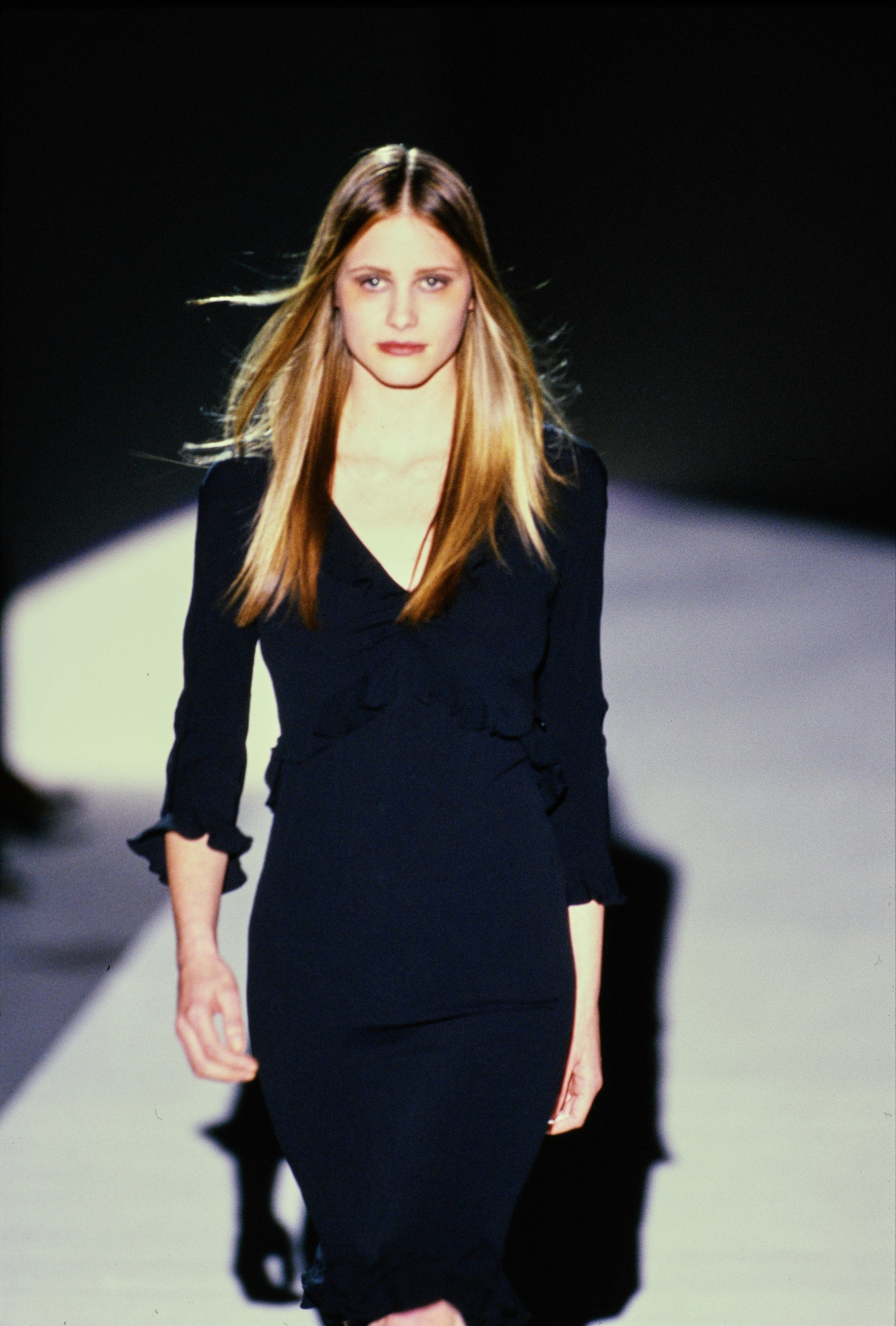 Gucci Spring 1999 Tom Ford Runway #1 Look Black Silk Ruffle Dress 40 - 4