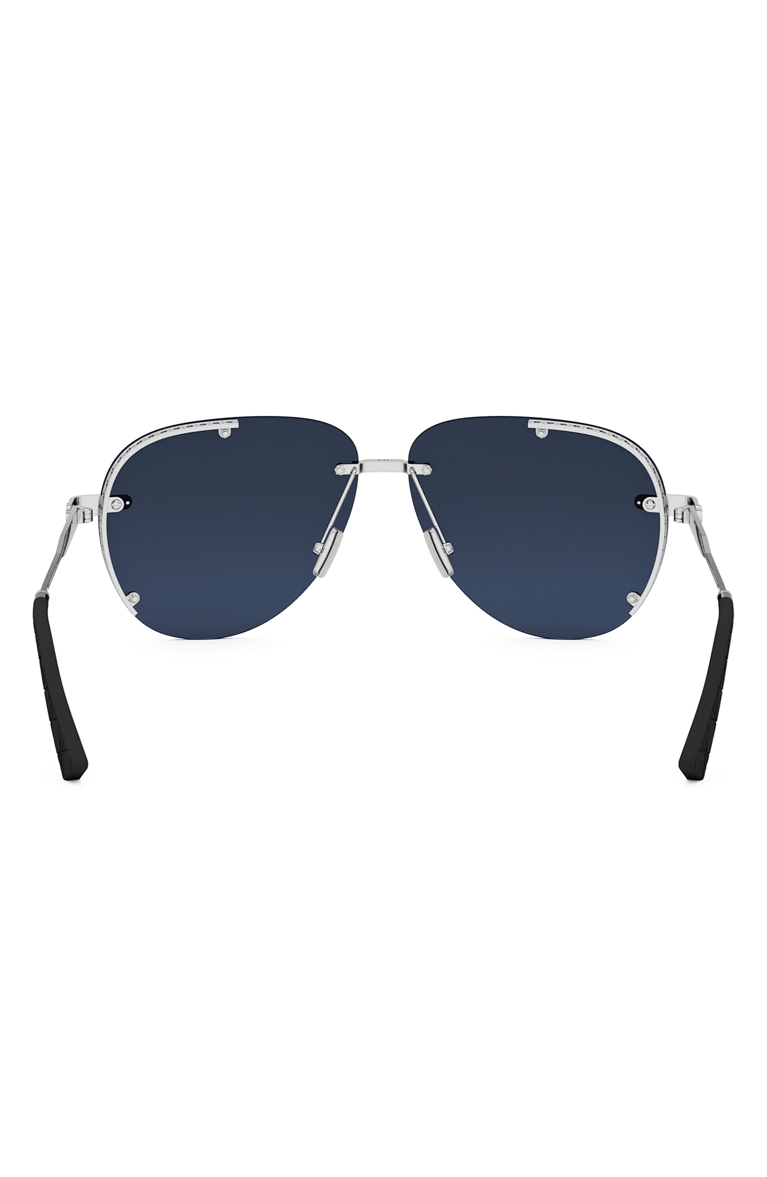 NeoDior A1U 61 Pilot Sunglasses in Shiny Palladium /Blue at Nordstrom - 8