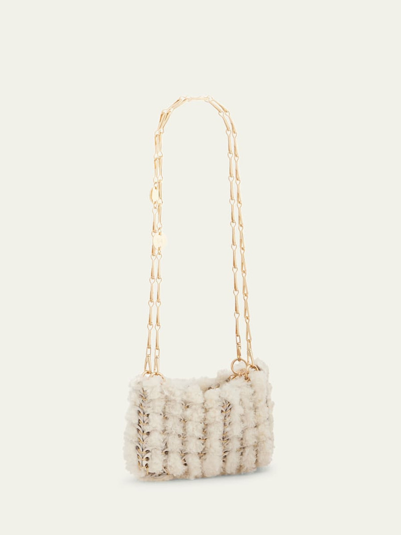 rabanne Nano Disc Shearling Shoulder Bag outlook