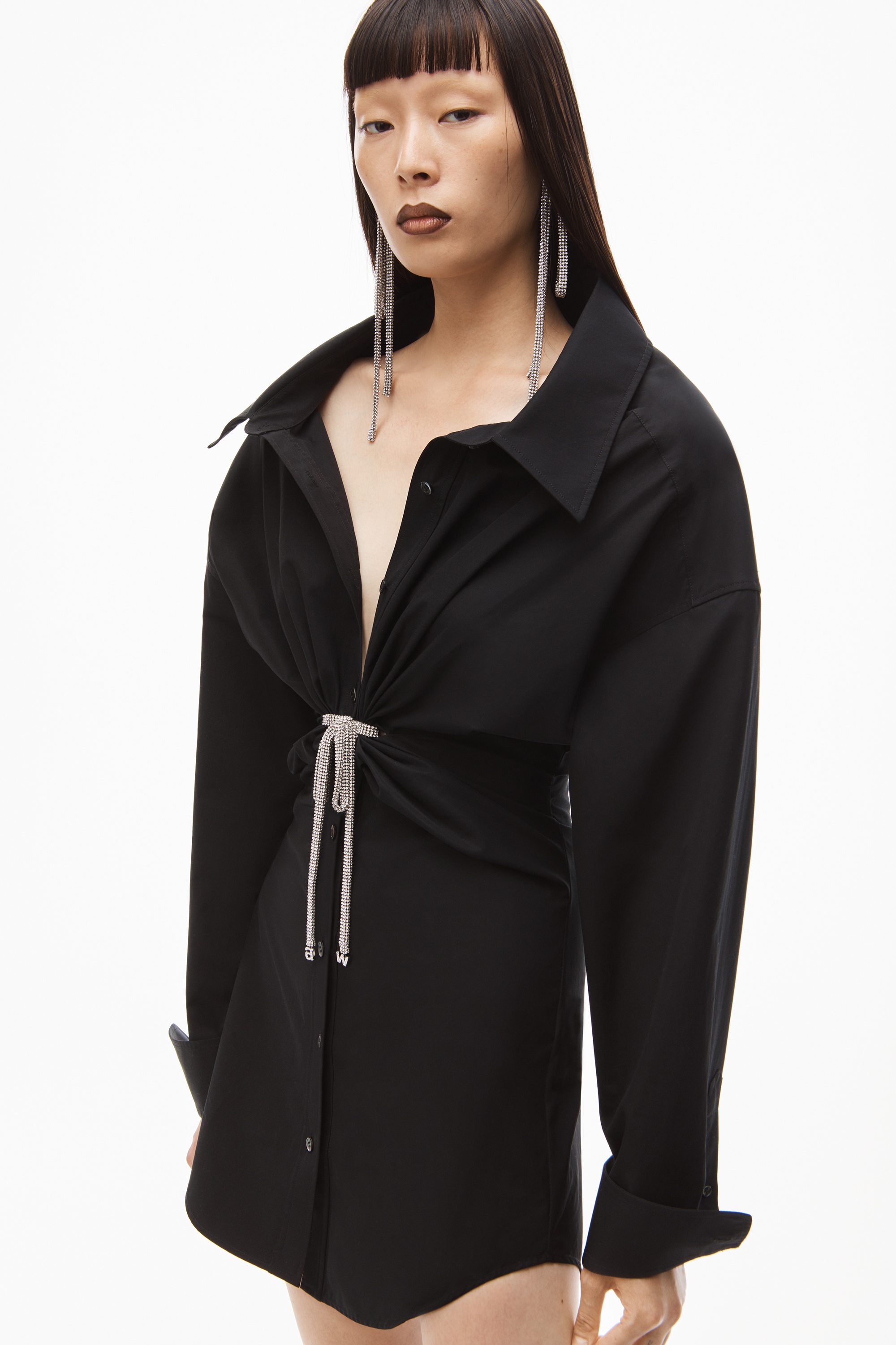 CRYSTAL TIE TWIST DRESS IN COTTON POPLIN - 3
