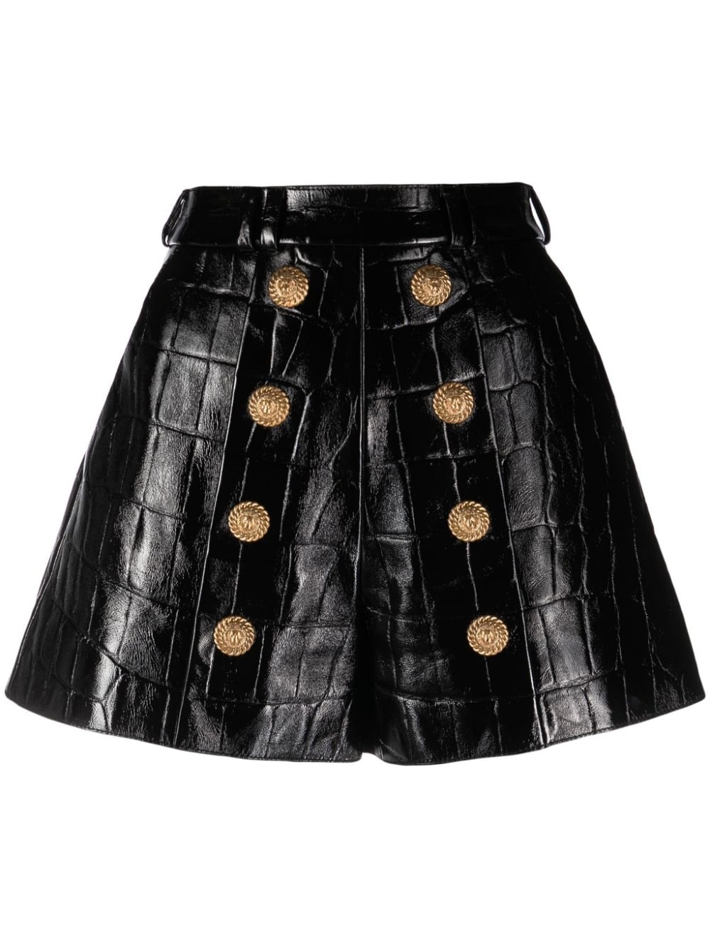 croc-embossed leather shorts - 1