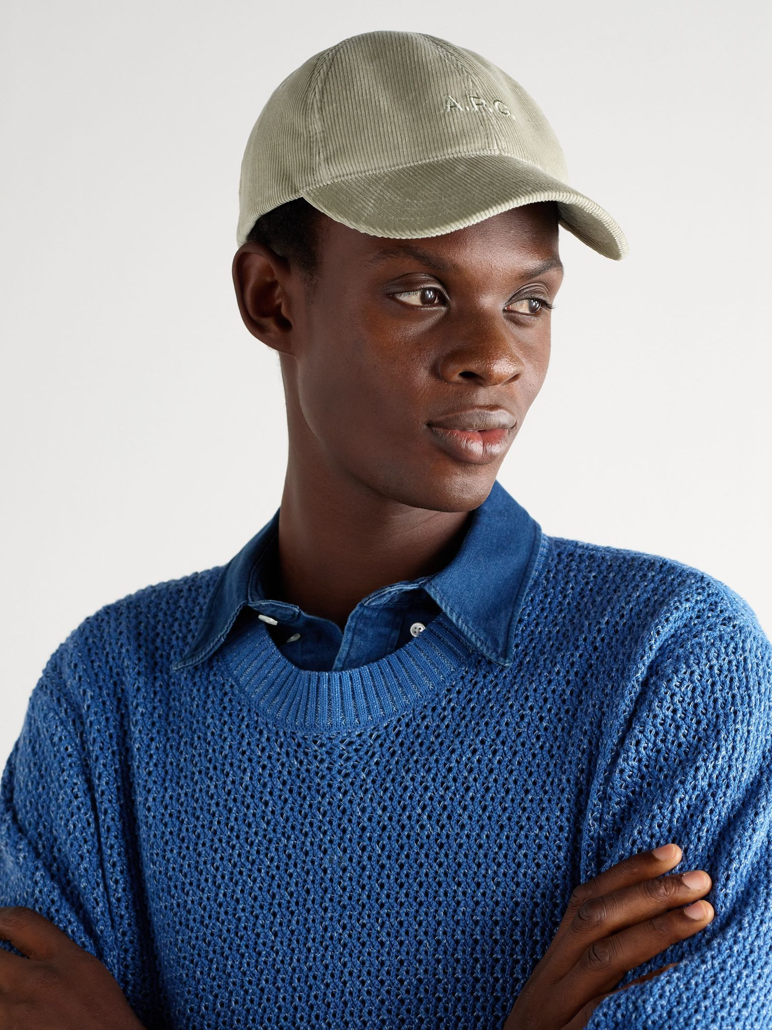 Charlie Logo-Embroidered Wool-Blend Corduroy Baseball Cap Beige - 2