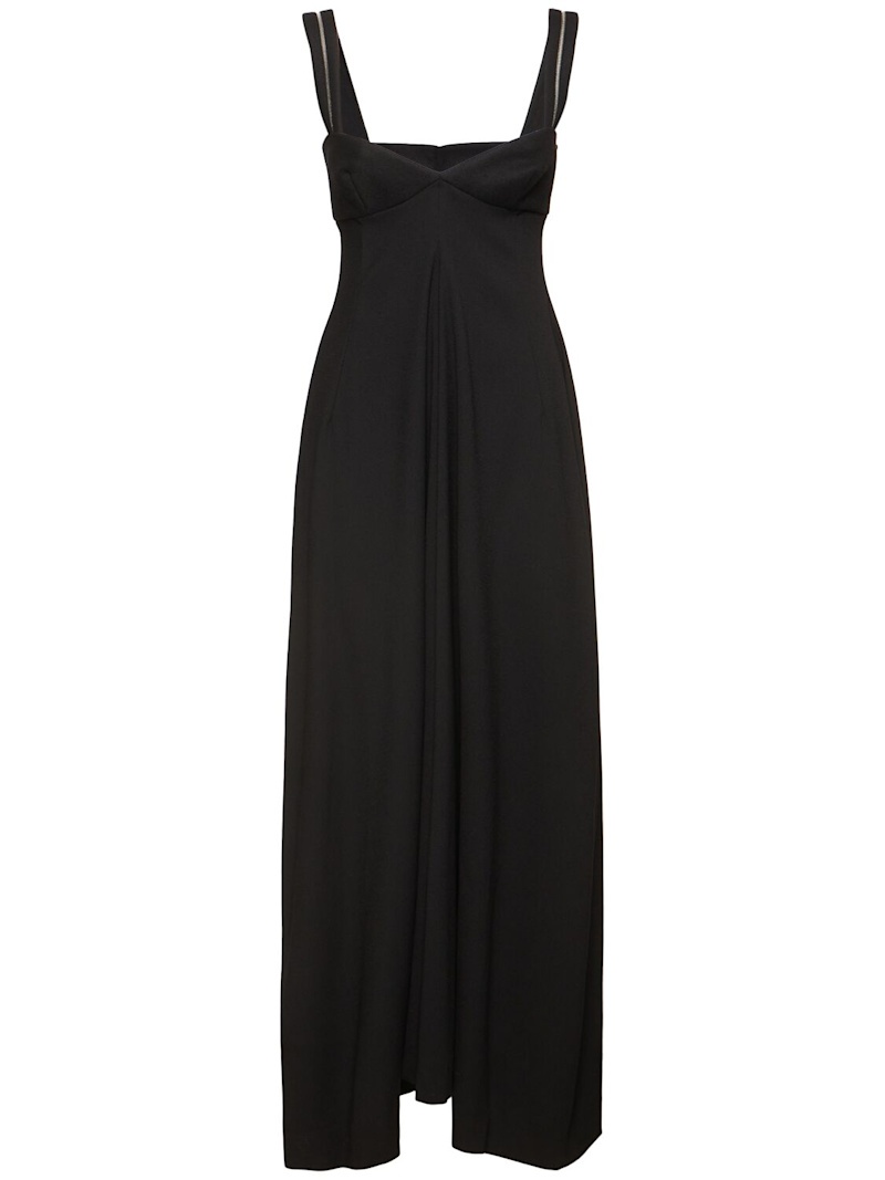 Wool blend crepe long dress - 1