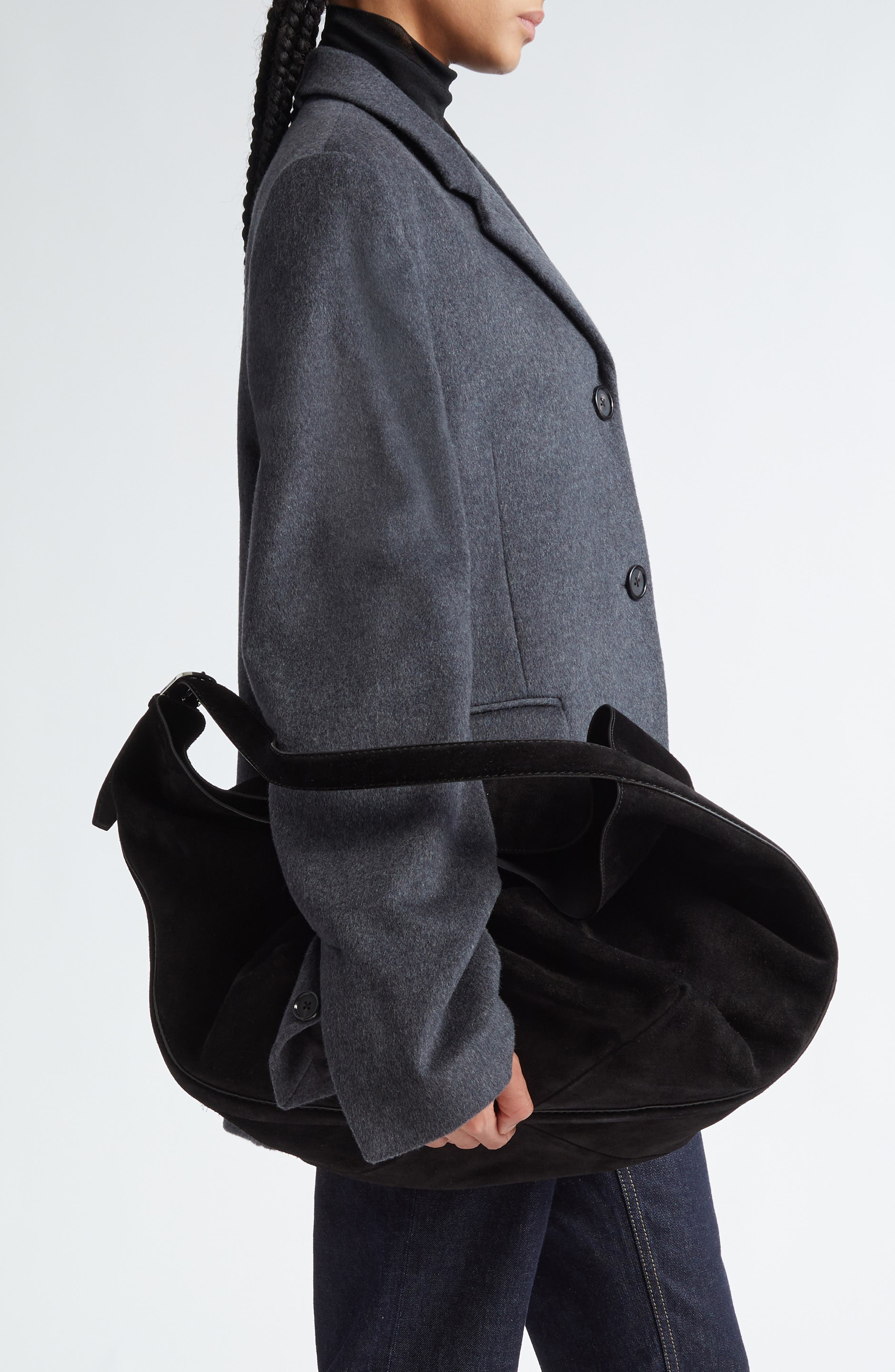 TOTEME Belt Strap Suede Hobo Bag in Espresso at Nordstrom - 3