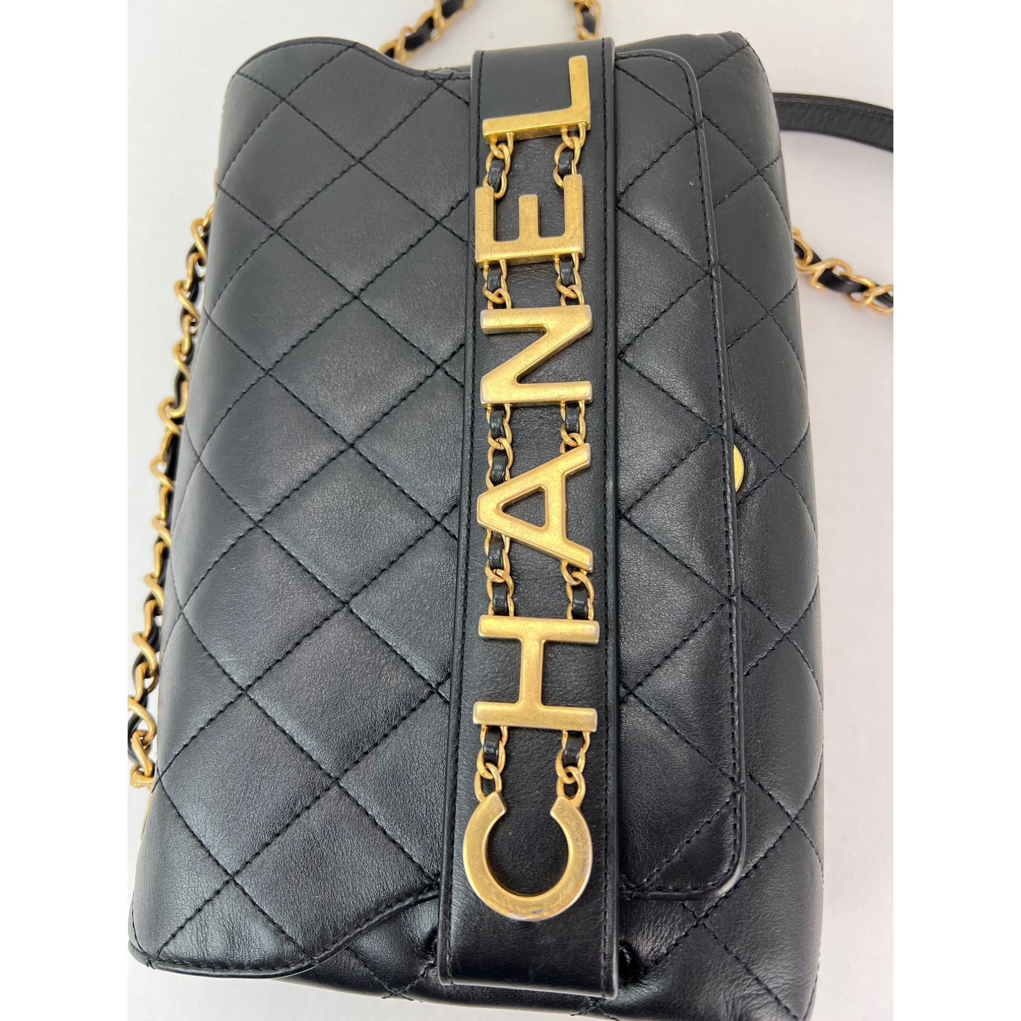 Chanel Calfskin Quilted Enchained Black Flap Shoulder Bag - 5