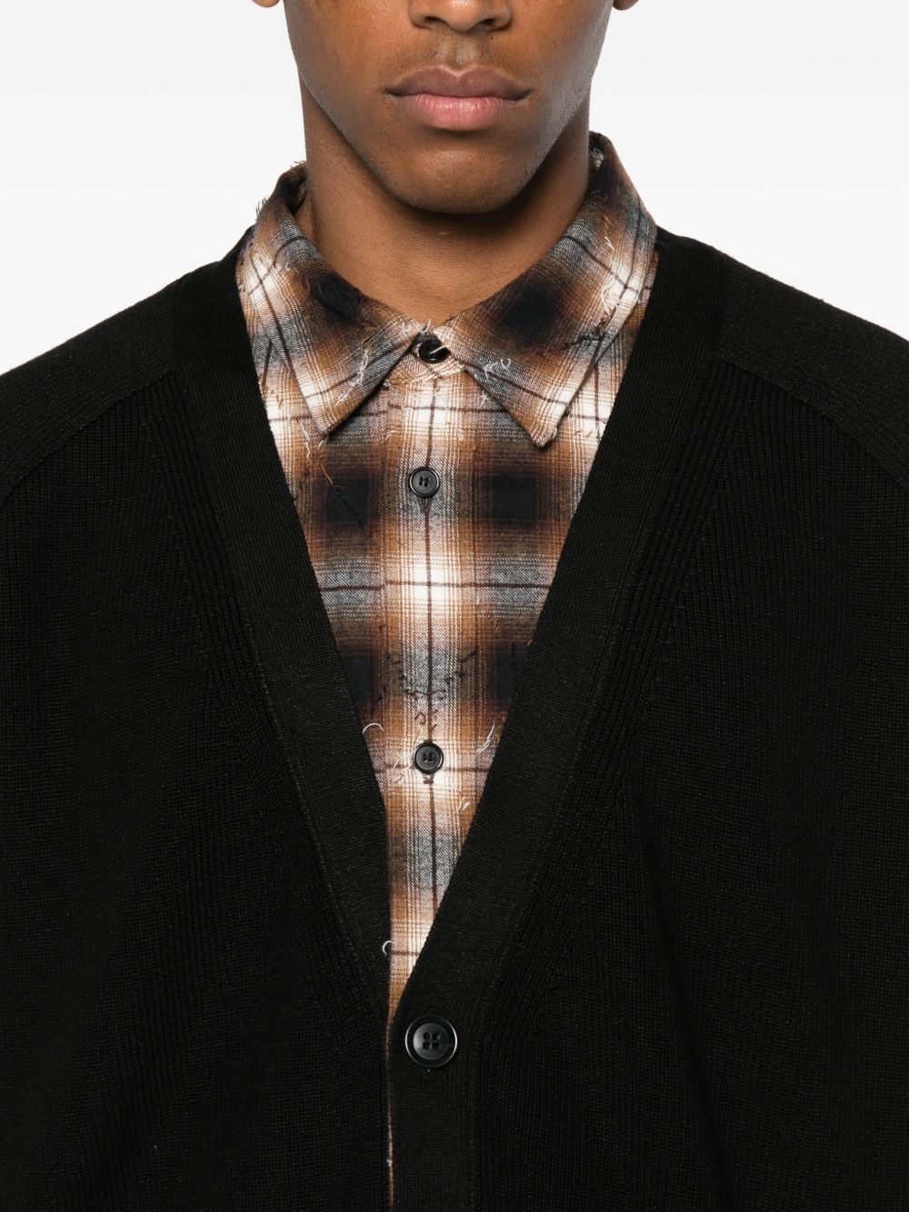 button-front plaid-layered cardigan - 5