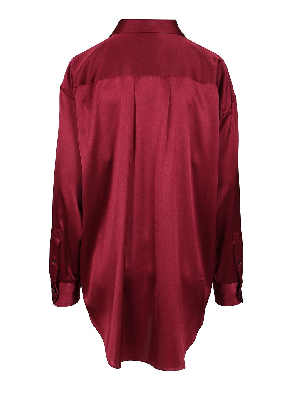 Stretch Silk Satin Shirt Shirts Red - 2