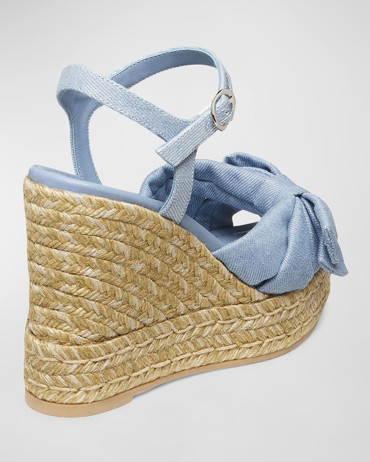 Sofia Denim Bow Wedge Espadrille Sandals - 3