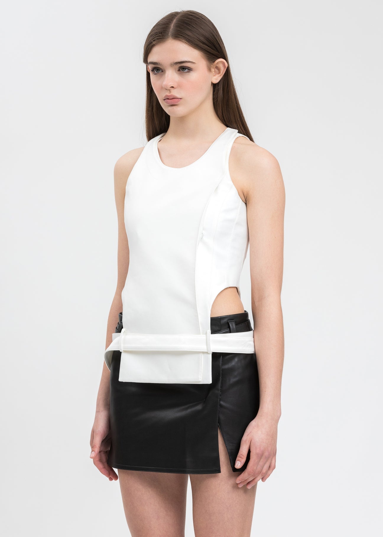 White Waist Cut Out Top - 2