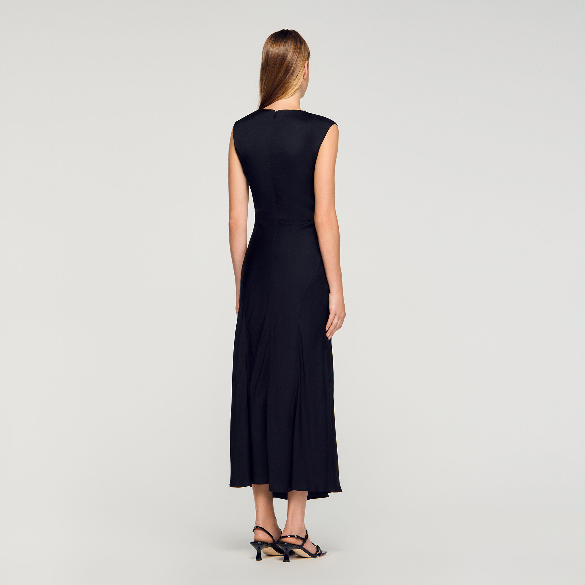 SATIN MAXI DRESS WITH RHINESTONES - 5