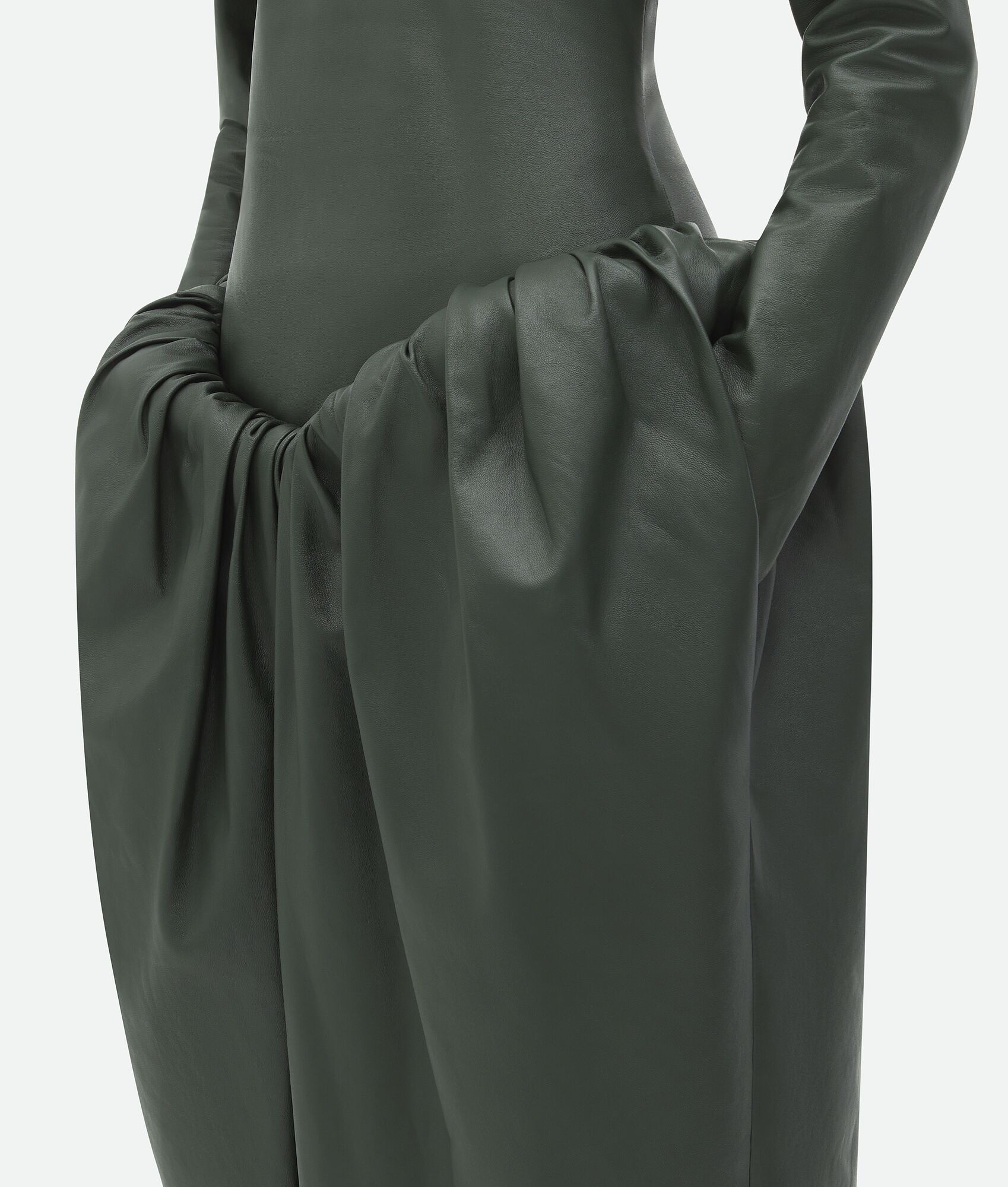 Leather Midi Skirt With Padded Hip Construction - 4