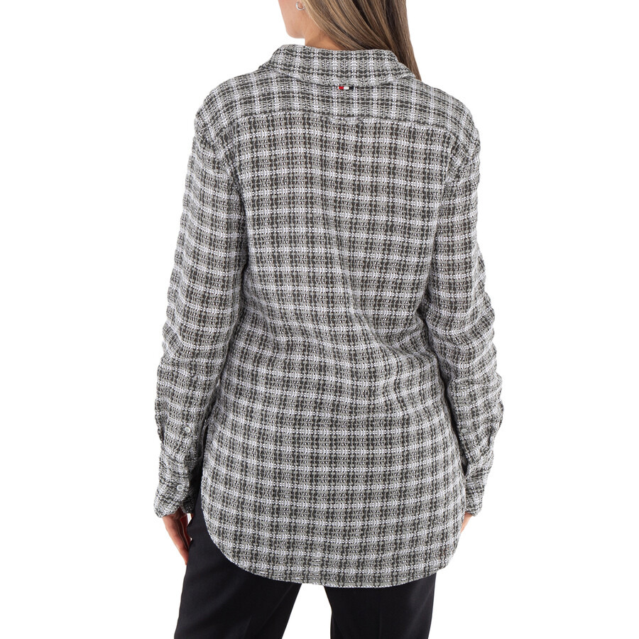 Thom Browne Ladies Check Crochet Tweed Oversized Shirt - 5