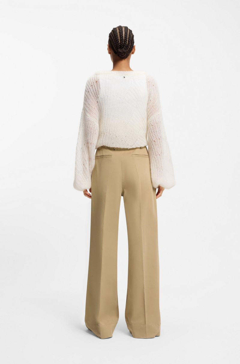 BELTED WIDE-LEG PANTS IN STRETCH-COTTON TWILL 4