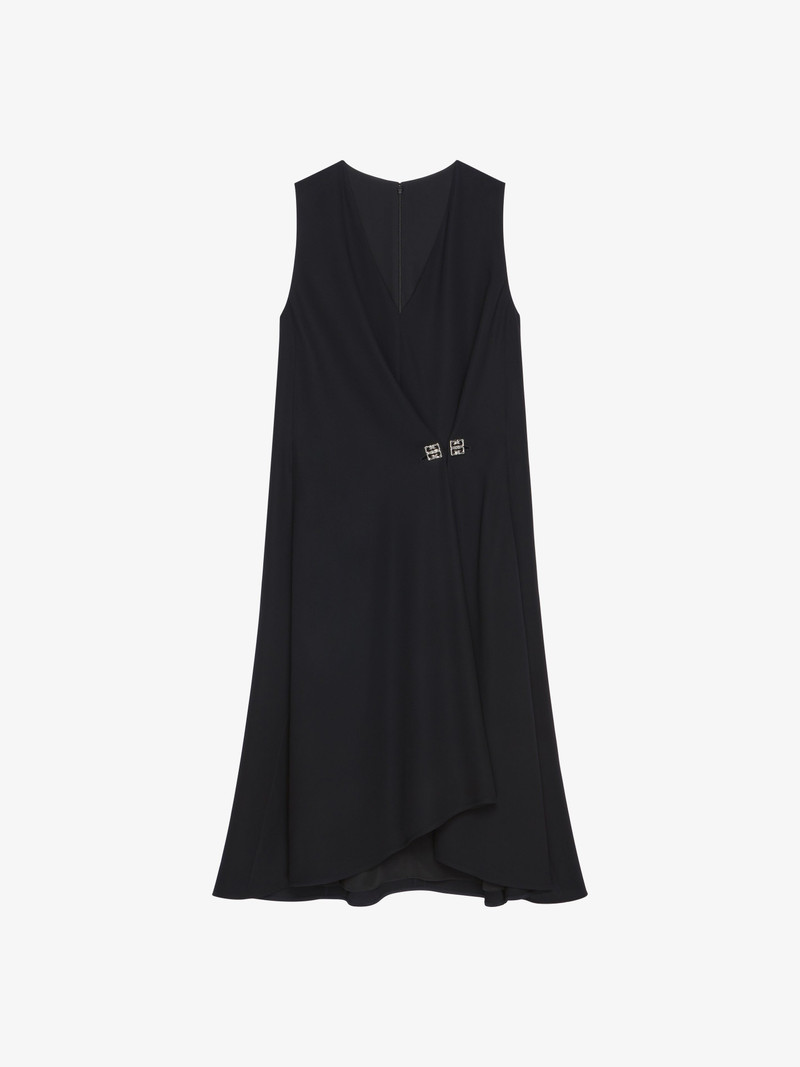 DRESS WITH 4G DETAIL AND PLEATED EFFECT IN CREPE SATIN - 1