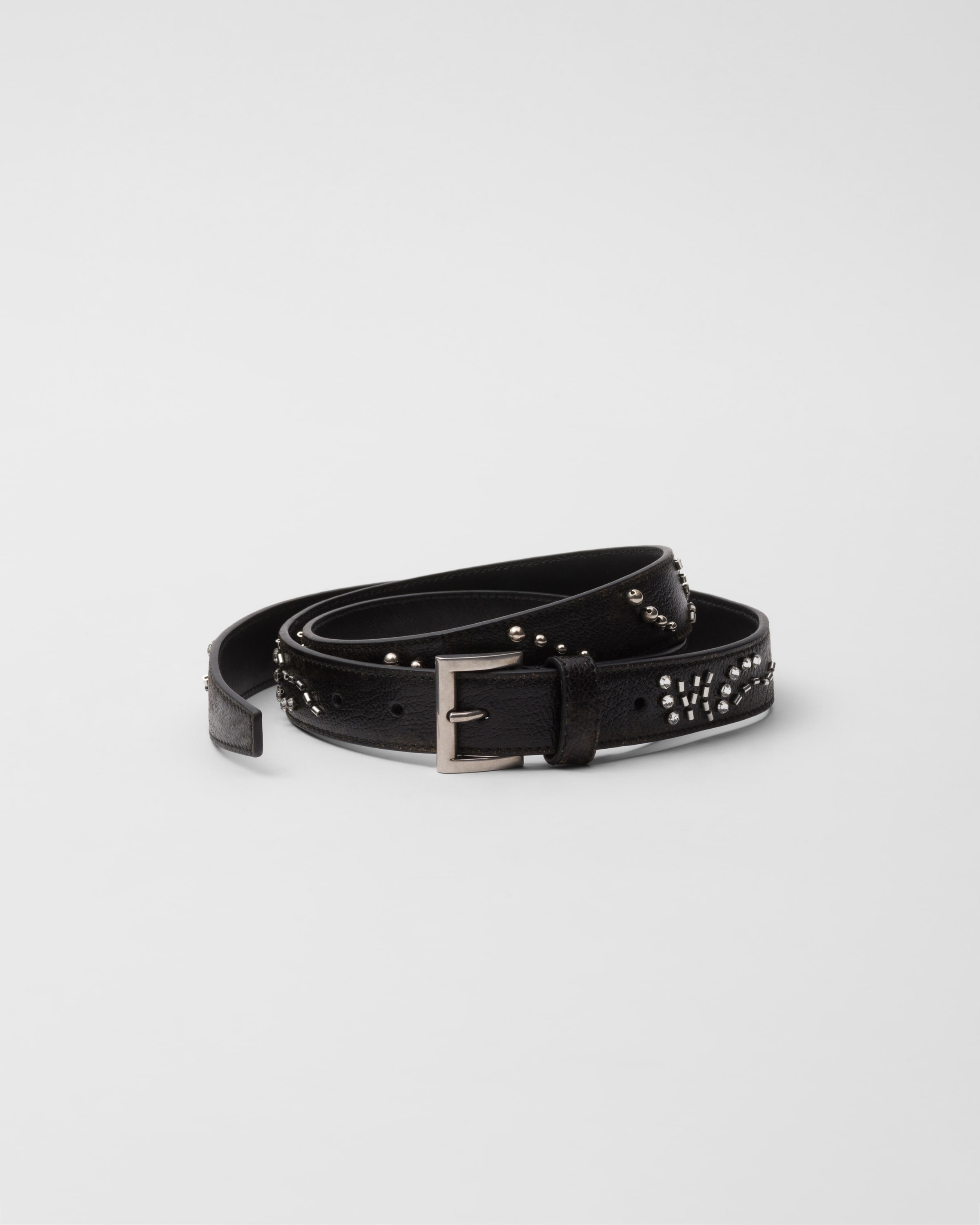 Antiqued madras leather belt - 1