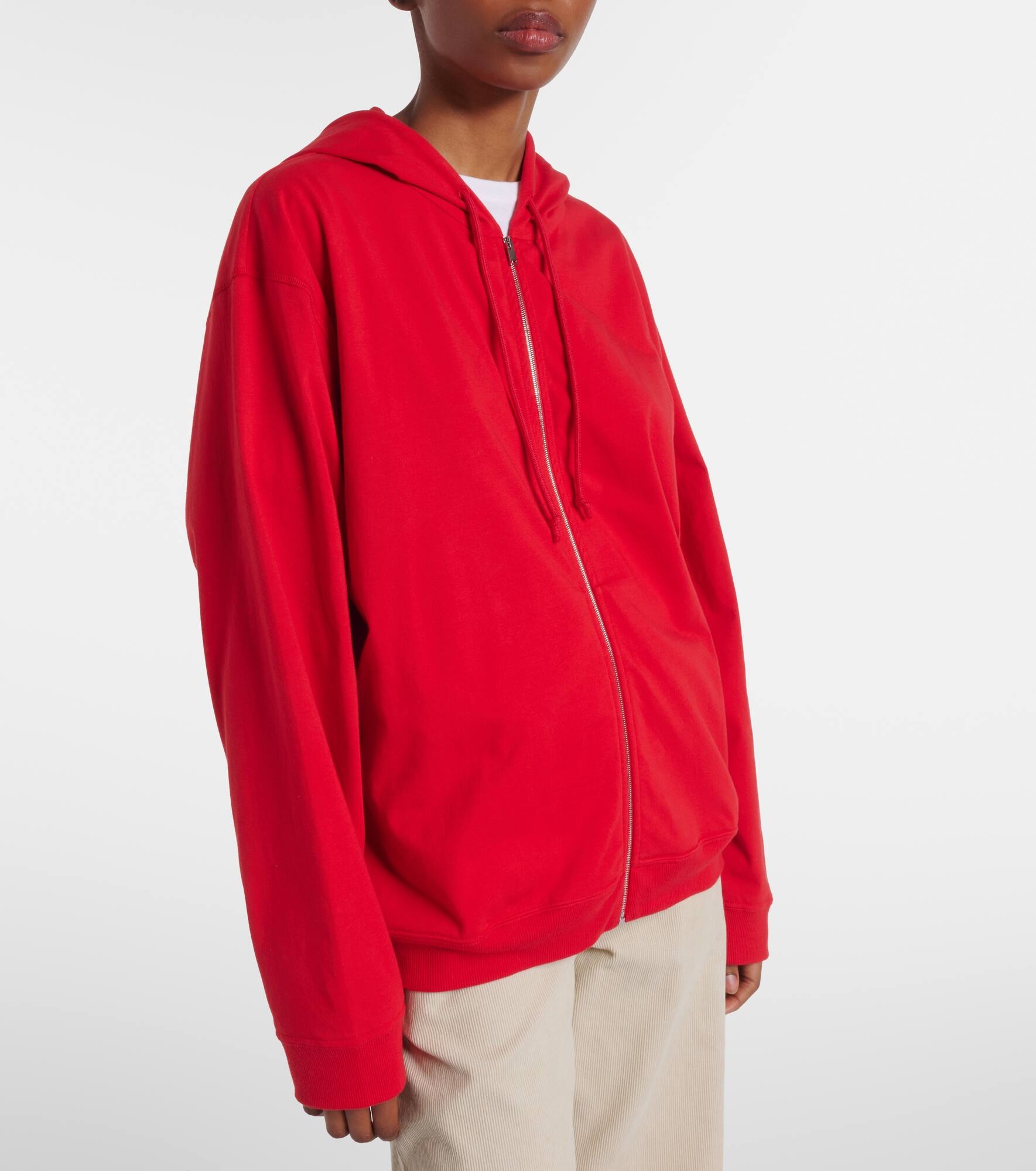 Rosy cotton jersey zip-up hoodie - 6