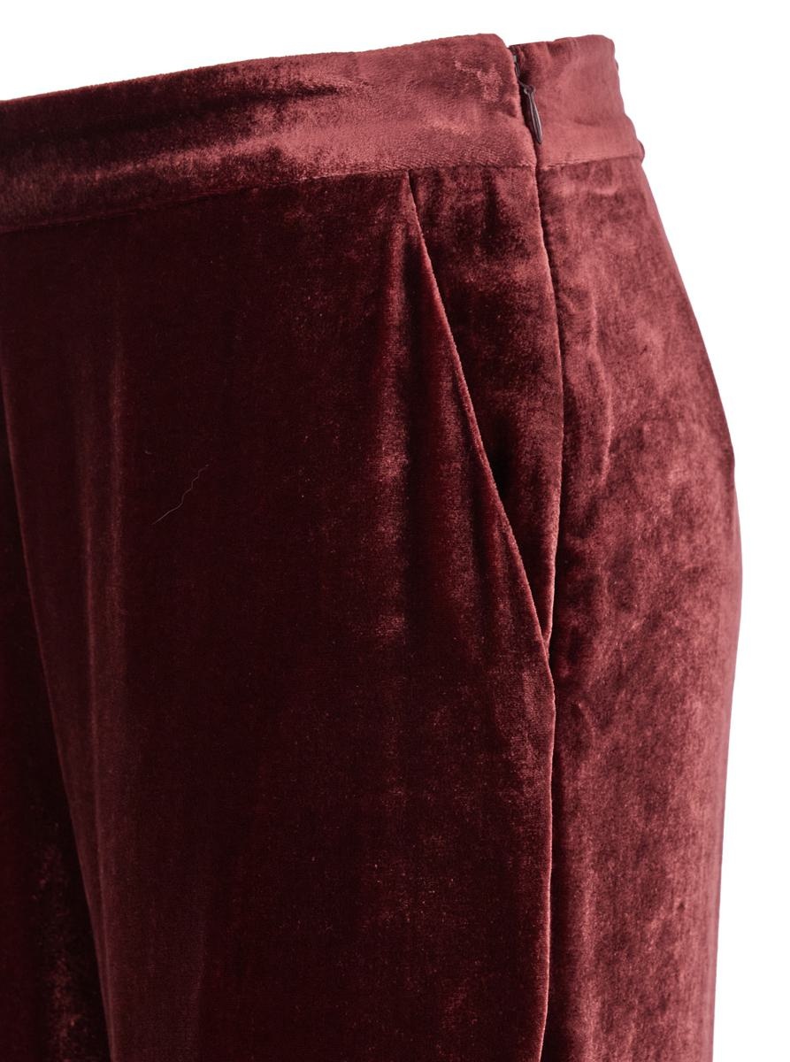 パンツ ETRO Red Pants with Elastic Waistband in Velvet Woman Etro Etro Red Pants With Elastic Waistband In Velvet Woman
