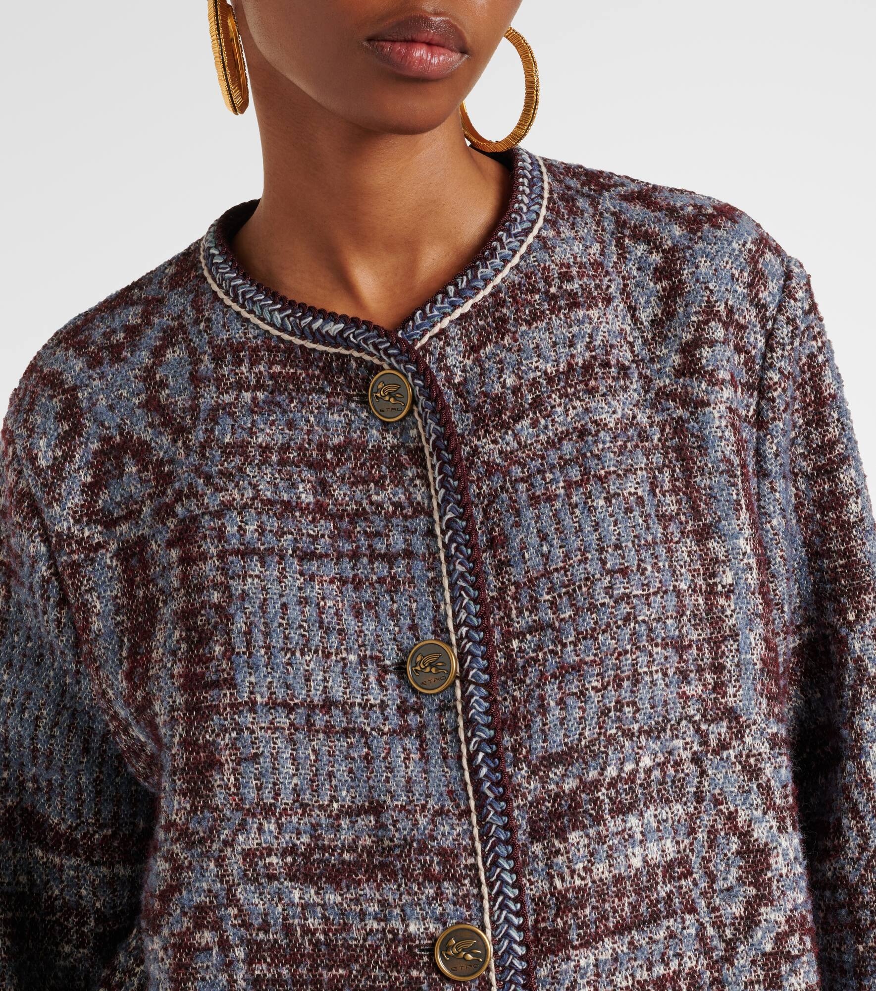 Cotton and wool-blend jacquard coat - 4