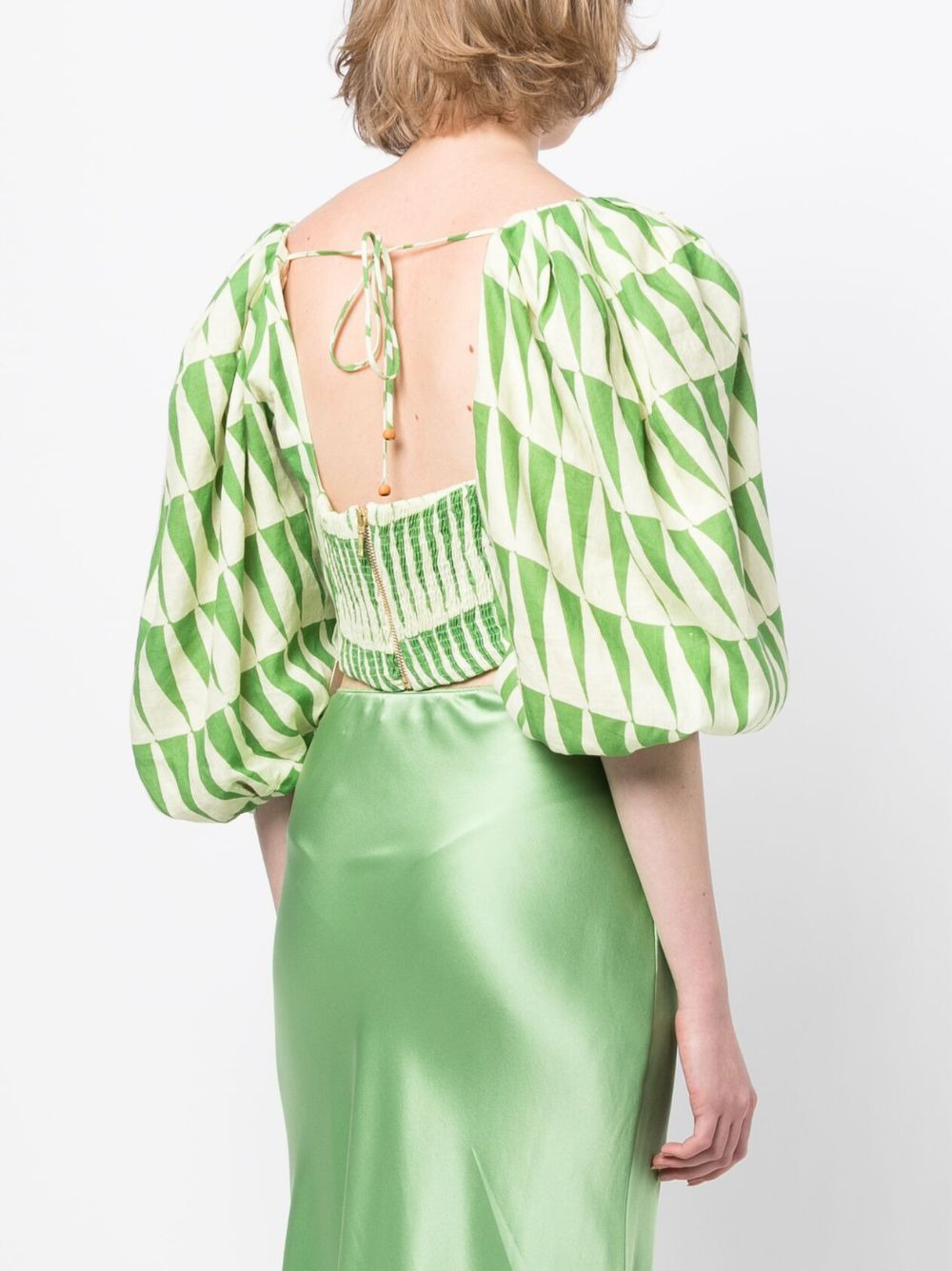 Sami geometric-print linen top - 4