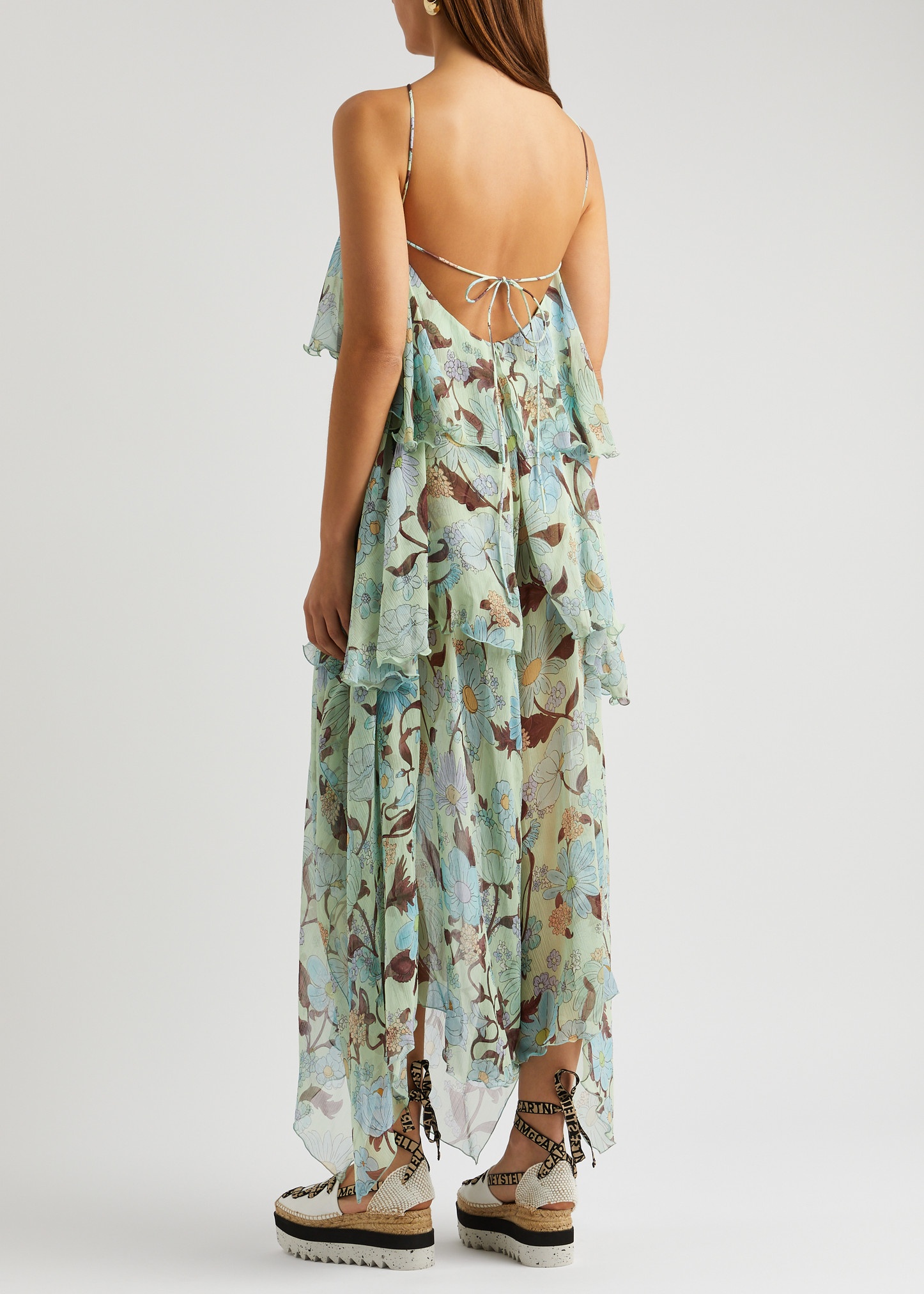 Floral-print tiered silk maxi dress - 3