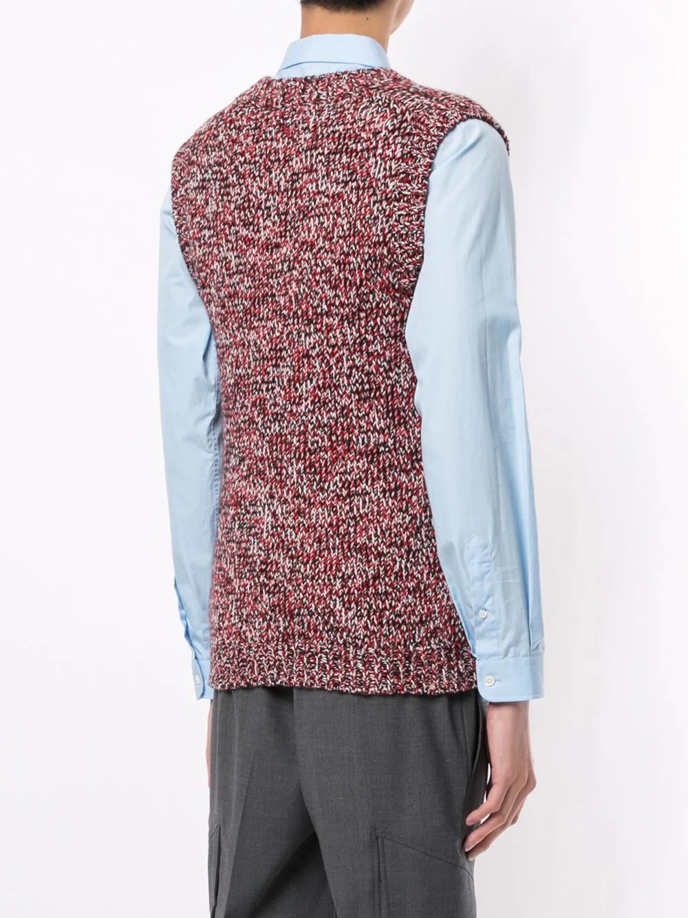 melange V-neck vest - 4