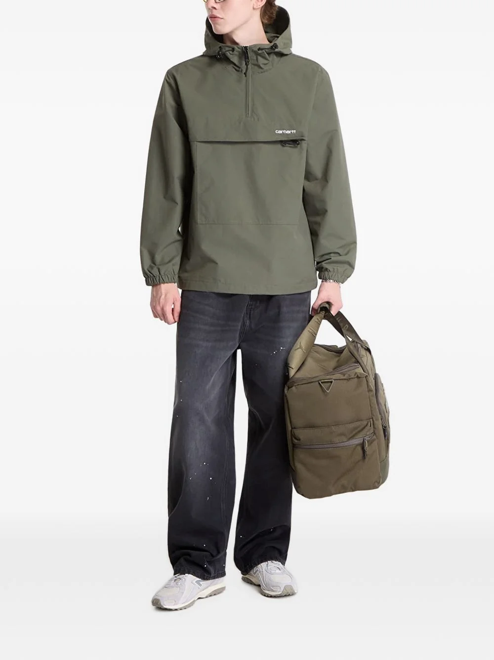 logo-print hooded windbreaker - 1