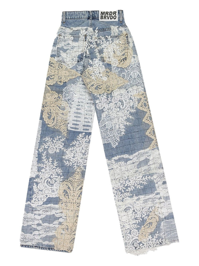 WHO DECIDES WAR grid lace straight-fit jeans outlook