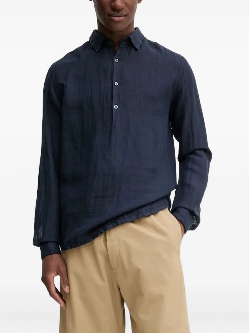 Venezia textured half-button shirt - 1
