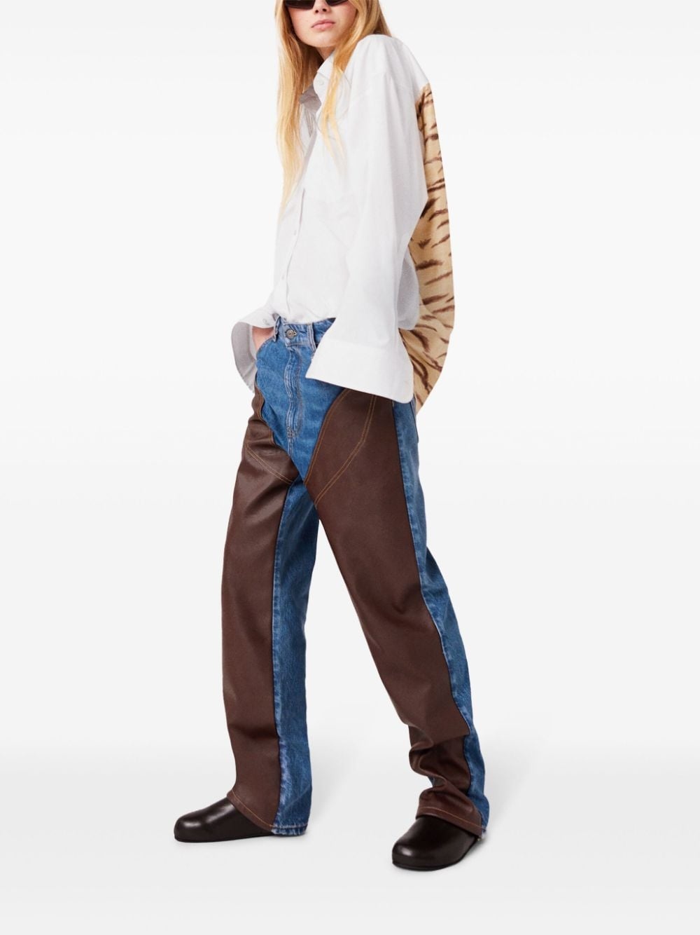 tiger-print oversized silk shirt - 2