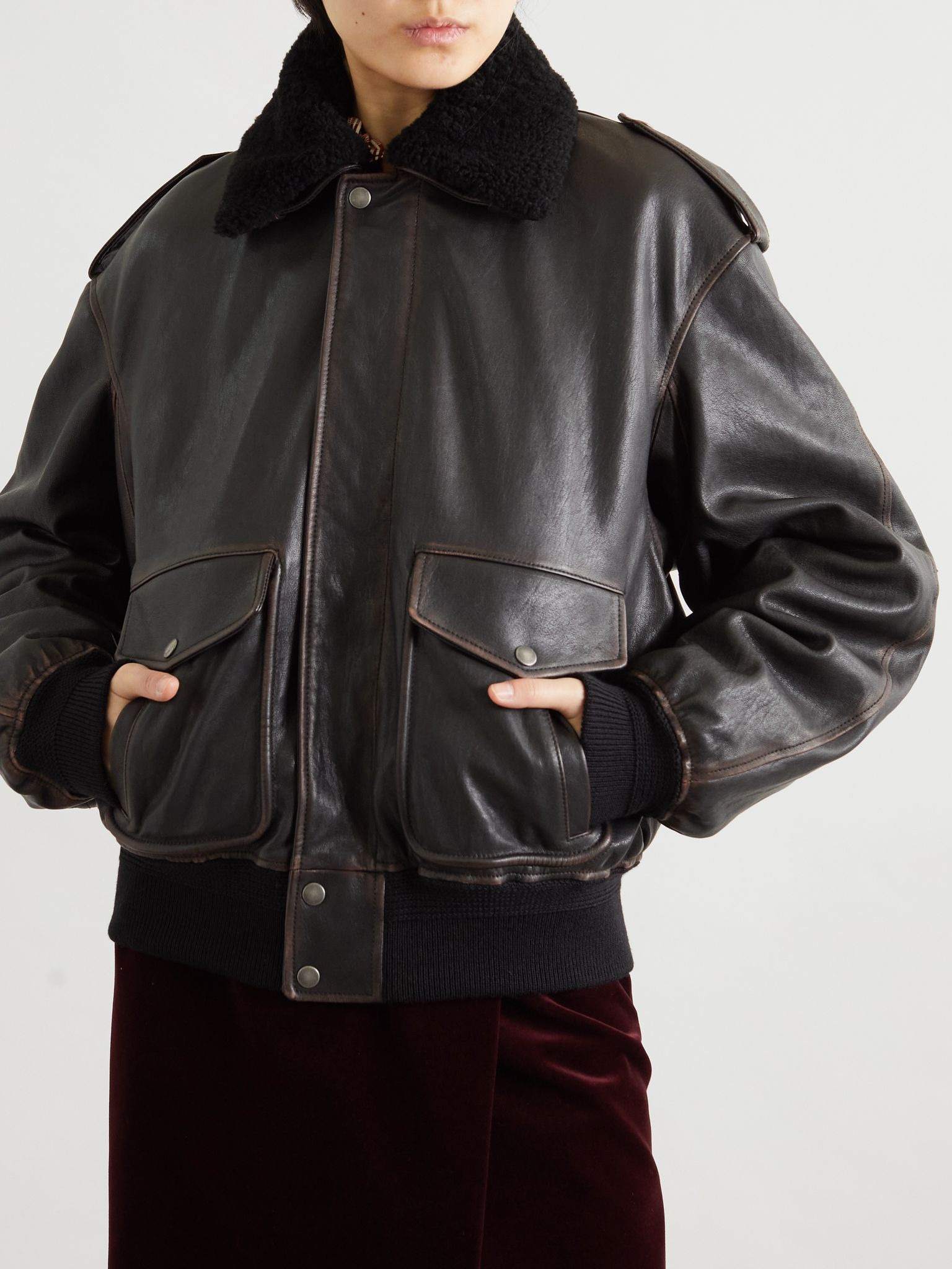 Oversized shearling jacket Black - 3