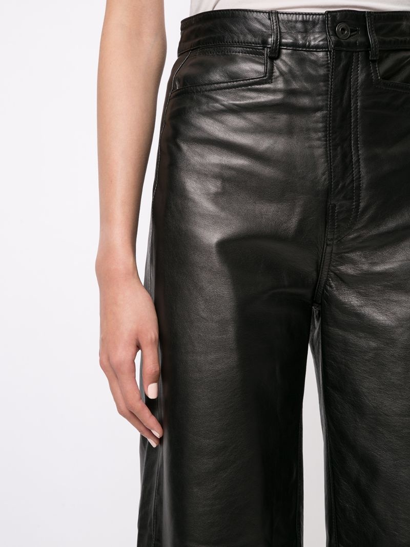 high-rise leather culottes - 9
