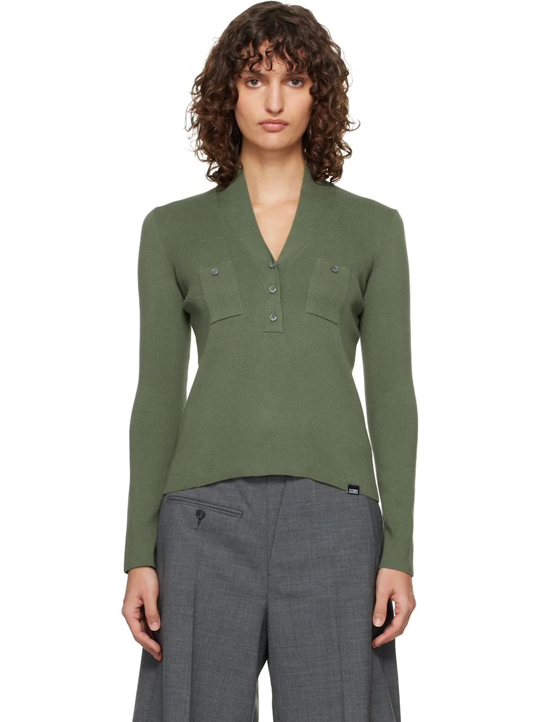 Khaki Cotton Sweater - 1
